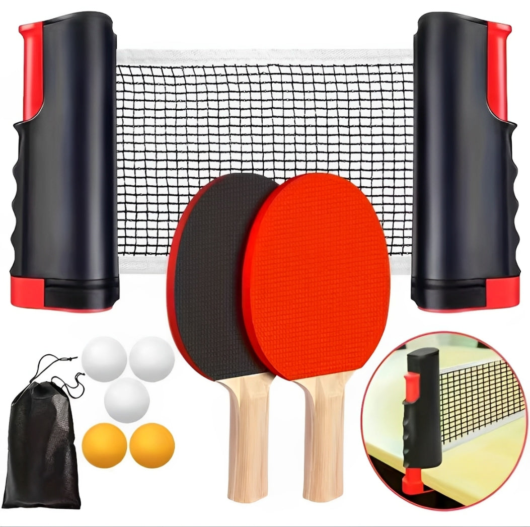 Portable Ping Pong Set - (Rackets+Balls included)